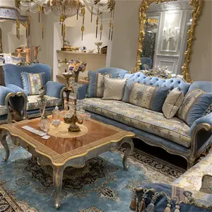 Divano in tessuto microfibra europeo classico di lusso Set mobili per la casa divano in legno di lusso intagliato mobili italiani di lusso