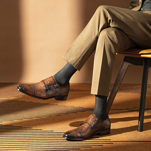 Zapatos de Cuero para Hombre a la Moda 2026, Diseño Slip-On de Cuero Genuino, Zapatos Formales de Negocios con Punta Cuadrada de Piel de Vaca, Zapatos Casuales de Vestir - Product Image 4