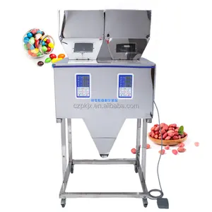 Máquina de embalagem semiautomática para enchimento e pesagem de grãos de feijão, cabeça dupla e partículas