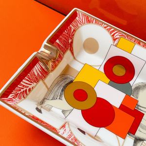 Cendrier de bureau en céramique coloré de style américain, ensemble de cadeaux de luxe, carré, personnalisé - Product Image 4