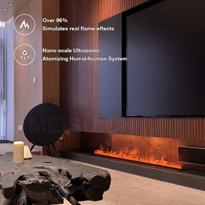 MEISU.CH Lámpara <span class=keywords><strong>LED</strong></span> con <span class=keywords><strong>efecto</strong></span> de llama moderna, <span class=keywords><strong>chimenea</strong></span> eléctrica digital larga de vidrio con atomizador de agua - Product Image 2