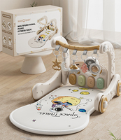 Tapis d'éveil musical 2-en-1 amusant pour bébé avec trotteur, tapis de jeu à pédales, jouets piano, tapis d'activités pliables pour enfants