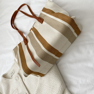 <b>Simple</b> Canvas Stripe Decor Bucket Women Top Crossbody Household Storage Bags - Product Image 3