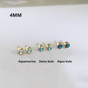 Boucles <span class=keywords><strong>d</strong></span>'oreilles en or 14 carats plaqué or, zircon rond de 2 mm, 3 mm, 4 mm, serti, pour femmes, bijoux, clous <span class=keywords><strong>d</strong></span>'<span class=keywords><strong>oreille</strong></span> - Product Image 6