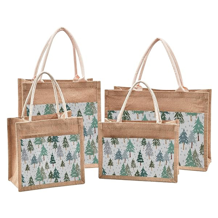 Eco laminated jute canvas bag burlap reusable linen beach bag hessian canvas shopping tote bags with custom logo