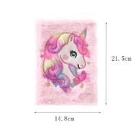 Fantaisie peluche papier dessin animé rose mignon licorne doublé écriture Journal cahier magique Secret journal rose fille manuel pour cadeaux