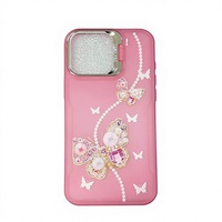 Coque de téléphone en TPU de luxe avec motif papillon diamanté pour iPhone 17 16 15 14 13 et ITEL A100 S26 Ultra, avec support et protection d'objectif pour filles
