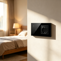 UBARO pour Smart Life, interrupteur mural intelligent WiFi 2 voies, prise EU Schuko, moniteur de puissance USB C, panneau tactile en verre trempé, commande vocale