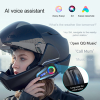 Casque de moto avec interphone 5.3, portée 500M, communication entre 2 motards, écran LCD, partage de musique, mixage audio, IPX6, 800mAh
