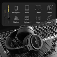 OneOdio Headset berkabel DJ, Monitor 40 rekaman dengan suara kristal Bass Super dalam 50mm driver CD Line untuk musik dan game hitam