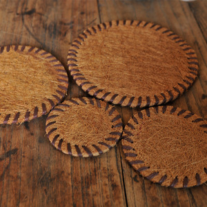 <b>Coconut</b> Fiber Mats Round Brown Eco-Friendly Placemats For Tea Set Heat Insulation <b>Cup</b> Holder Guizhou Made - Product Image 1