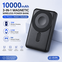 Chargeur sans fil magnétique 3-en-1 personnalisé OEM ODM, 10000 mAh, charge rapide exclusive pour montre, batterie externe sans fil pour téléphone