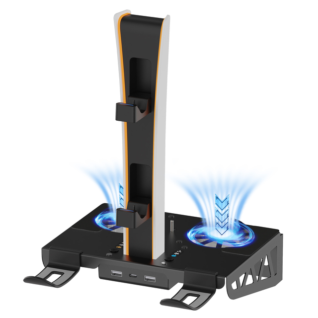 Multifunctional Cooling Fan Wall Mount Charging Stand for / Slim Dual Game Controller Charger Dock Headphone Holder