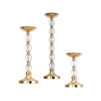 Support à fleurs en métal et cristal sur mesure pour centres de table de mariage, Vases de présentation, Porte-bougie de luxe doré en gros