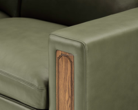 Canapé modulaire en cuir en forme de L FERLY, 6 pièces avec chaise longue et ottoman, reconfigurable pour salon