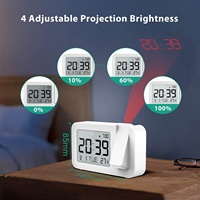 Réveil numérique à projection pour plafond mur chambre à coucher écran LCD à gradation projecteur d'horloge de température intérieure avec chargeur USB