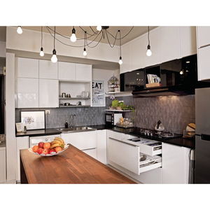 HS-CG2041de panel plano mini apartamento de vidrio esmerilado clásico de madera del Gabinete de cocina del estilo - Product Image 1