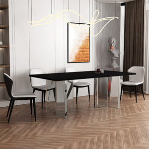 โต๊ะรับประทานอาหารอะคริลิคทรงสี่เหลี่ยม Delifeng สีขาวบริสุทธิ์ หนา 5 ซม. ดีไซน์แผ่นหิน โครงสร้างมินิมอล แข็งแรง ทนทาน - Product Image 3