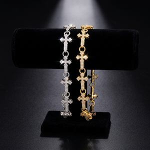 Moissanite cross bracelet silver <b>bangle</b> with cross Elegant cross jewelry Moissanite silver bracelet <b>for</b> <b>Men</b> Women Unisex - Product Image 4