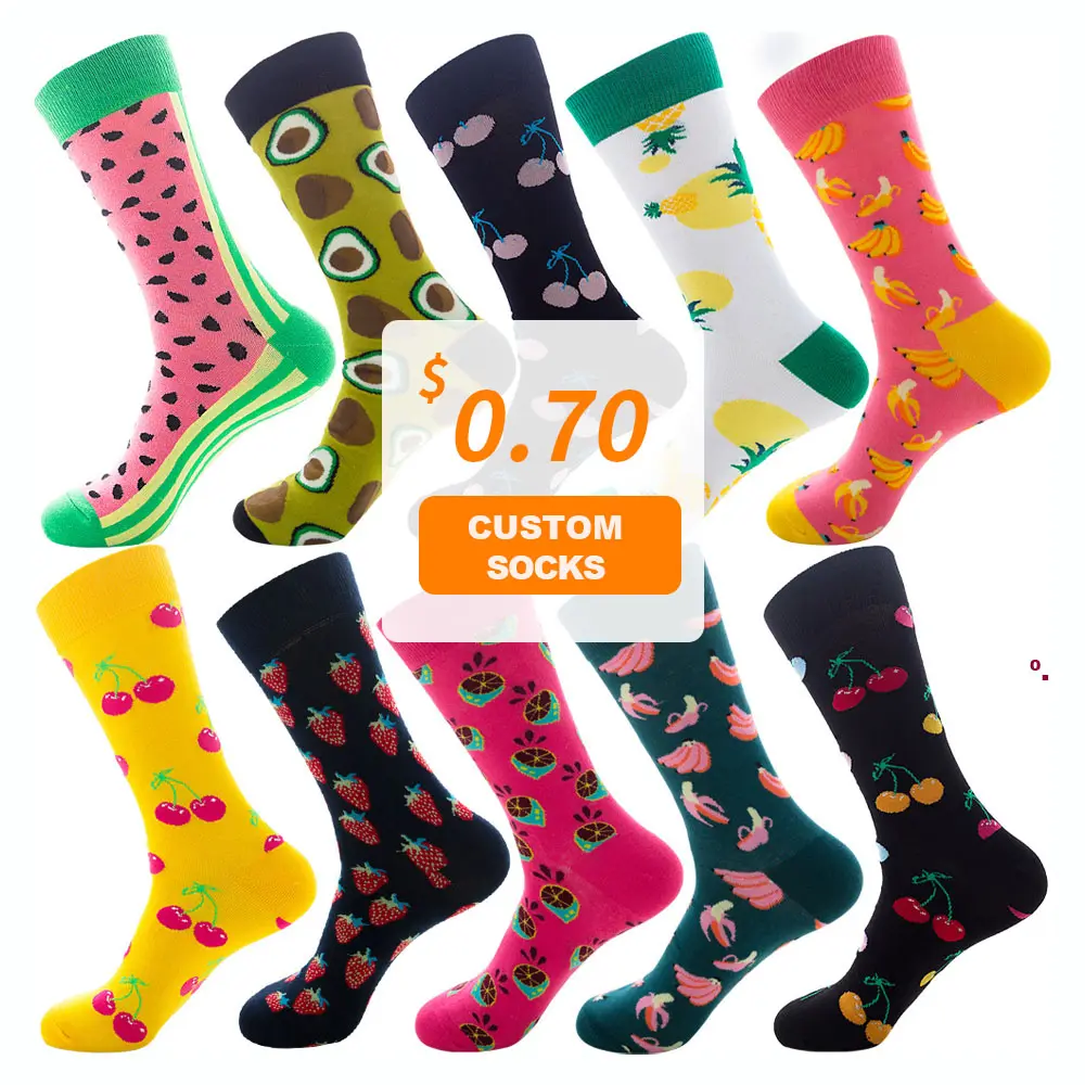 Wholesale Women Colorful Novelty Socks Custom Logo Unisex Funny Cotton Happy Crew Dress Socks for Men