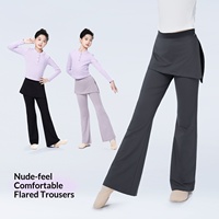 Leggings évasés pour filles, effet deux pièces, contrôle du ventre, en Spandex/Nylon, longueur intégrale, coupe bootcut, pour la danse