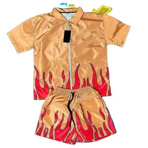 Ensemble chemise et short personnalisé avec logo, sublimation, nylon, deux pièces, coupe-vent réfléchissant pour homme - Product Image 1