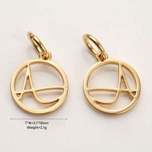 ป้ายโลหะแบบกำหนดเองสำหรับชุดว่ายน้ำ ขนาด 18 มม. รูปทรงวงกลม ป้ายห้อยตัวอักษรแบบโปร่ง โลโก้โลหะสีทองสำหรับเสื้อผ้า - Product Image 2