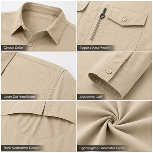 Camisas de pesca personalizadas en blanco para Australia UPF 50+ para hombre, de secado rápido, manga larga, con botones y ventilación. - Product Image 3