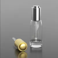 Luxe 30Ml Glazen Fles Essentiële Olie Kleurrijke Ronde Cosmetische Etherische Olie Serum Glazen Druk Pomp Dropper Fles Met Druk dr