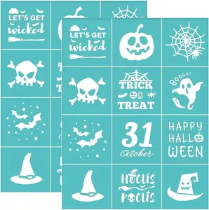 Halloween serigrafia Stencil teschio di zucca cappello maglia trasferimento Stencil per la pittura su tessuto di legno t-shirt parete e casa
