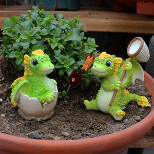 Lindo dragón pequeño sets2 Mini dragón para maceta Decoración Accesorios de jardín suministros de jardín en miniatura para adorno de jardín - Product Image 6