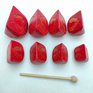 8 Tone Wooden Fish Blocks Set Red Percussion Instrument with Mallet For Kids <b>Musical</b> Education - Product Image 4