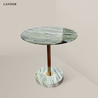 Lander Store Shangrila-Table basse moderne en marbre vert pierre ronde avec métal pour la maison salon OEM/ODM