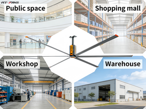 Ventilateur de plafond industriel HVLS RTFANS 24 pieds, grand débit d'air personnalisé pour le refroidissement de grands espaces, options de taille 5,5 / 6,1 / 7,3 mètres - Product Image 5