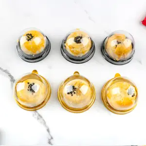 Disposable egg yolk crisp Pet Round Small Clear Plastic Tray Blister Moon Cake Packaging Box