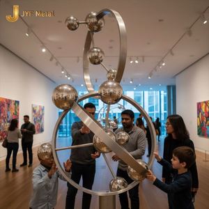 EX602 Stainless Steel Sculpture Art <b>Decorative</b> Sculpture for Hotel Lobby Public <b>Space</b> Modern Interior Architecture Custom Design - Product Image 6