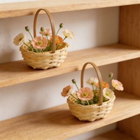 Panier à fleurs multifonctionnel en bambou tressé fait main pour la Saint-Valentin, la Journée de la Femme, panier à main pour bébé, panier pour accessoires photo de poupée