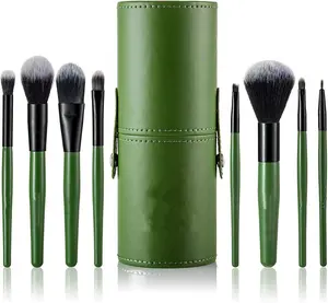 Lieferanten Beliebte hochwertige grüne Bambus griff Material Zobel Make-up Pinsel mit eigenem Logo