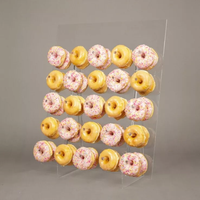 Kit d'affichage mural personnalisable en acrylique pour beignets-Capacité de 50 donuts avec 25 chevilles et base robuste pour boulangeries commerciales/décoration d'événements