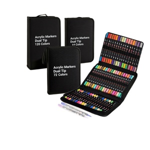 Marcadores Acrílicos de Doble Punta, Bolsa de Almacenamiento de Gran Capacidad, Juego de Rotuladores de Doble Cabeza para Dibujo, 72/84/120 Colores - Product Image 1
