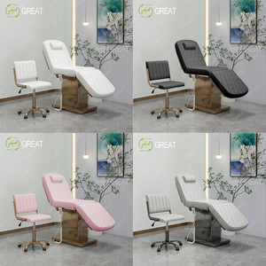 Lit de salon de beauté moderne et luxueux avec logo personnalisable Lit de massage facial électrique à 3 moteurs et hauteur réglable en or - Product Image 6