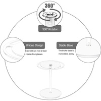 Support de lunettes en acrylique avec présentoir rotatif à 360° pour lunettes, organisateur de table en verre transparent pour ranger les lunettes