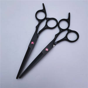Tijeras de peluquería para mascotas negras de 6 pulgadas con piedra preciosa roja para cortar el pelo de perros, herramienta de belleza de fábrica - Product Image 3