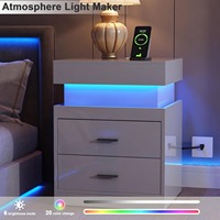 Table de chevet intelligente moderne de couleur personnalisée Nachttisch avec charge téléphones mobiles lumière LED multi-fonctionnel chambre usage domestique