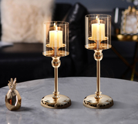 Ornements métal verre bougeoirs pièces centrales grand ouragan bougeoir pour décoration de mariage dîner accessoires Table