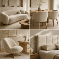 Tissu d'ameublement en velours bouclé jacquard couleur terre neutre scandinave pour canapé et fauteuil modernes pour meubles de maison européens