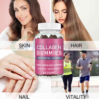 Complément alimentaire en gommes OEM pour le blanchiment de la peau, au collagène marin, pour une peau éclatante, Halal, Biotine, Vitamine C, Gommes au collagène pour les soins de la peau