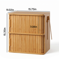 Boîte à pain rectangulaire en bambou à 2 niveaux, grande capacité, pour comptoir de cuisine, conserve le pain frais plus longtemps, sans BPA