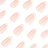 Ongles à presser personnalisés en amande moyenne, marque privée OEM/ODM, rose nude, blanc, French manucure brillante, classiques et simples, faux ongles artificiels
