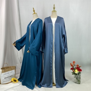 New Satin Modest Abaya Bifurcated Design Shiny Line Print Luxury Muslim Islamic Arabic Popular Dubai Abaya 2025 1439# - Product Image 6